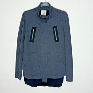 Cabi Jacket Womens M‎ Gray Modern Full Zip w Snaps Mesh Back Panel Full Lining